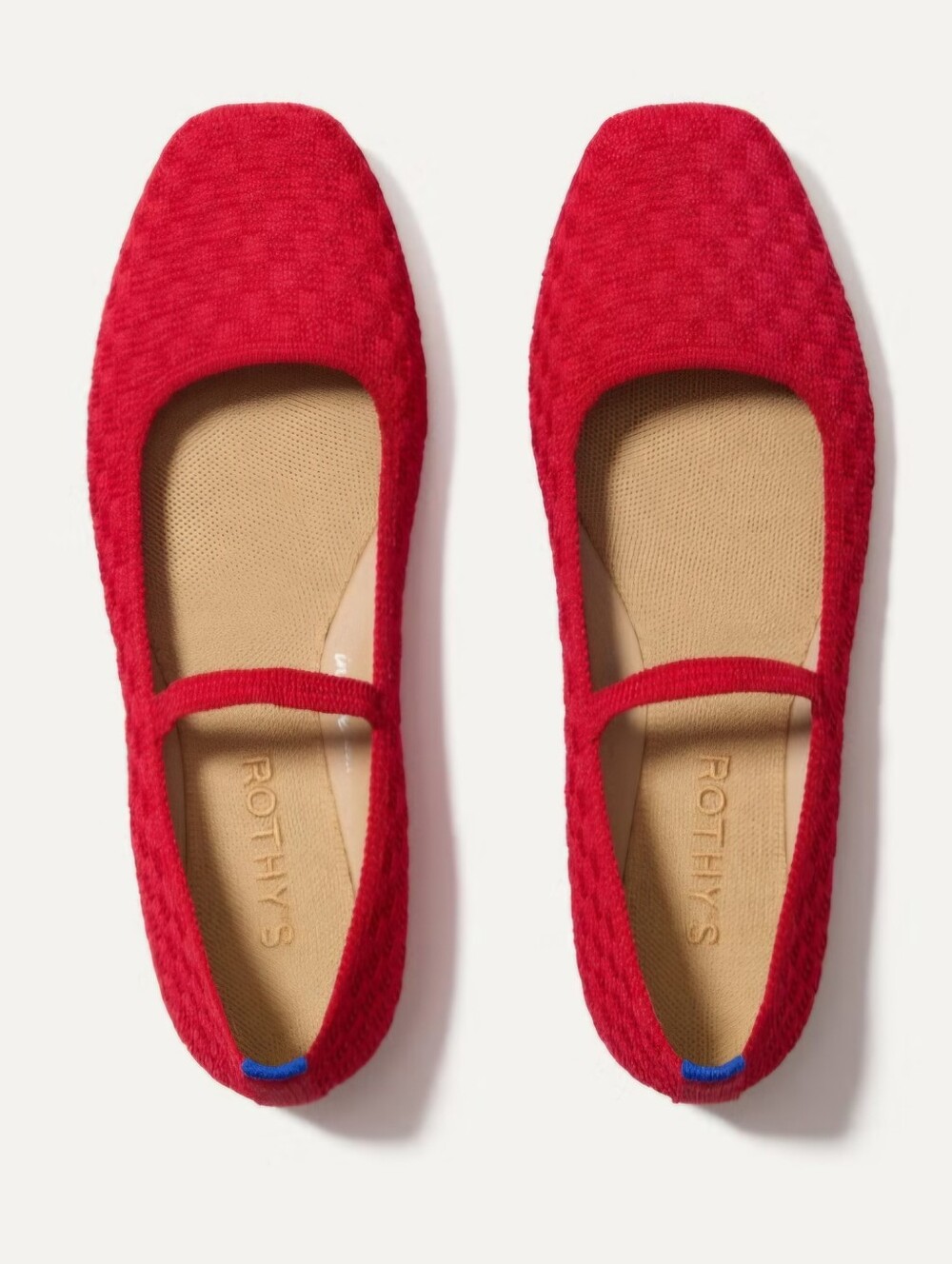 Rothy's Max Square Mary Jane Ballet Flat Red Crisp Basketweave Size 9.5